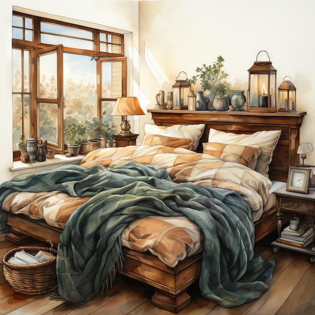 Illustration vectorielle d'une chambre à coucher