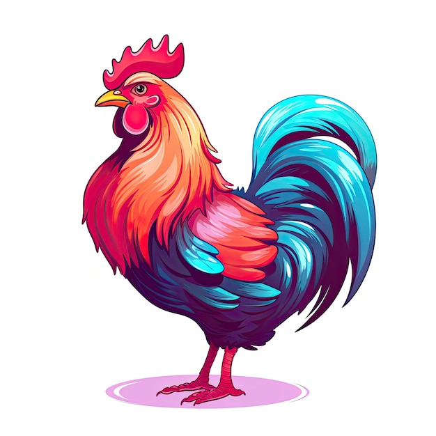 Illustration vectorielle d'une charmante icône de poulet Elle présente un poulet charmant et délicieux avec des couleurs vives et un attrait amical