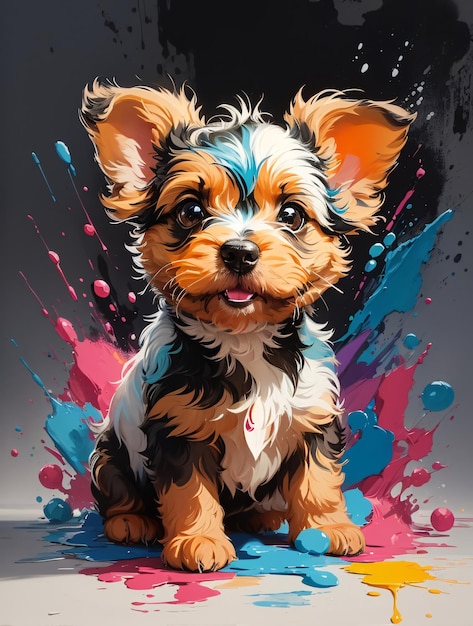 Illustration vectorielle de chien coloré pour la conception de t-shirts