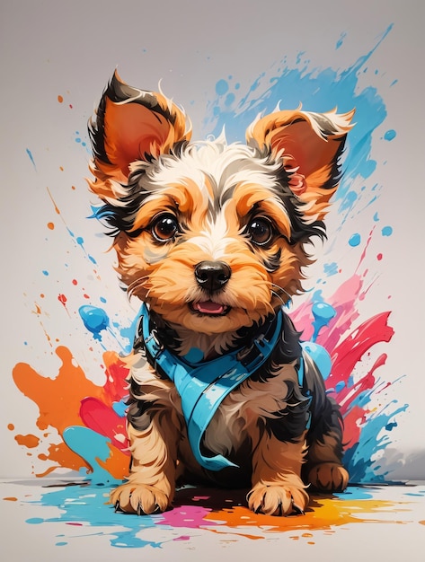 Illustration vectorielle de chien coloré pour la conception de t-shirts
