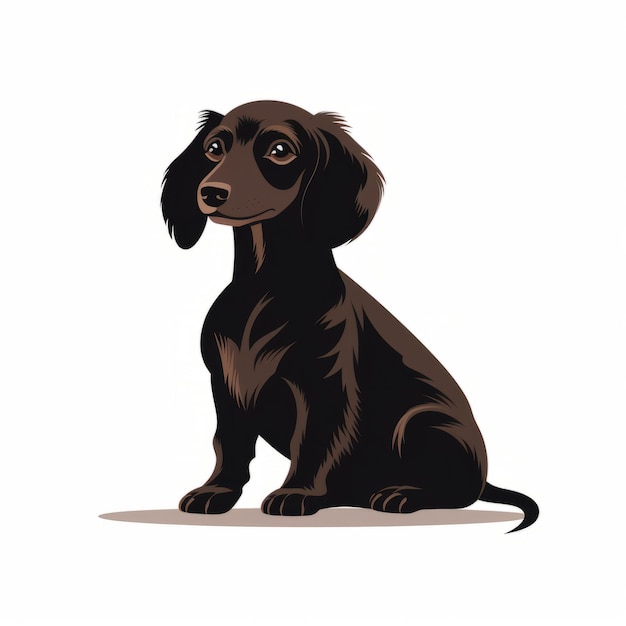 Illustration vectorielle de chien teckel brun foncé et noir clair