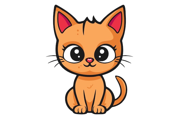 Illustration vectorielle de clip-part de chat mignon Icône et logo de chat de dessin animé Élément de conception d'autocollant de chat amusant Étiquette d'impression de tendance