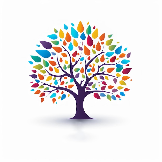 Illustration vectorielle colorée de l'arbre pour le logo de la médecine de soins de la démence