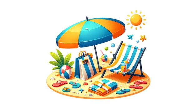 Illustration vectorielle colorée des vacances à la plage