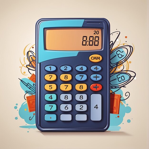 Photo illustration vectorielle de conception de la calculatrice stylisée dessinée à la main