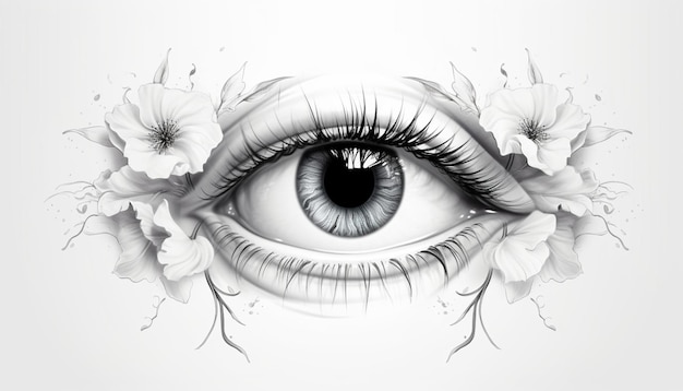 Photo illustration vectorielle conceptuelle de l'œil humain réaliste d'une fille avec l'iris du crâne 1