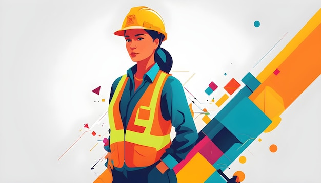 Illustration vectorielle de constructeur féminin sur fond blanc