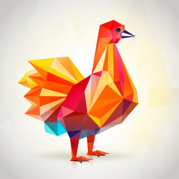 Photo illustration vectorielle d'un coq coloré dans un style polygonal bas