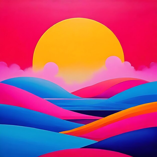 illustration vectorielle d'un coucher de soleil coloré