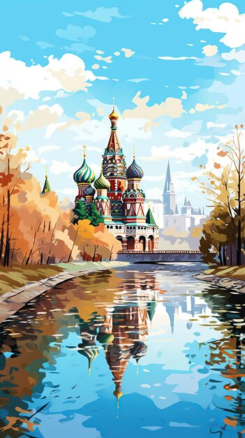 Photo illustration vectorielle de la couleur de l'eau du paysage de la russie