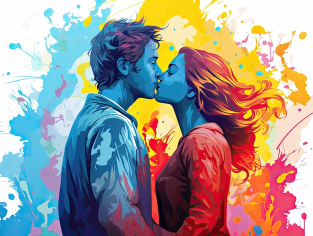 Illustration vectorielle d'un couple qui s'embrasse