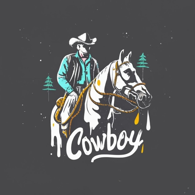 Illustration vectorielle de cow-boy pour la conception de T-shirts Art numérique Arrière-plan Splashes de couleur d'eau