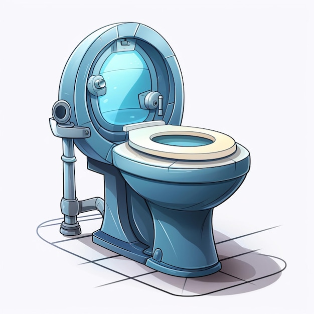 Photo illustration vectorielle de dessin animé 2d de toilette sur fond blanc