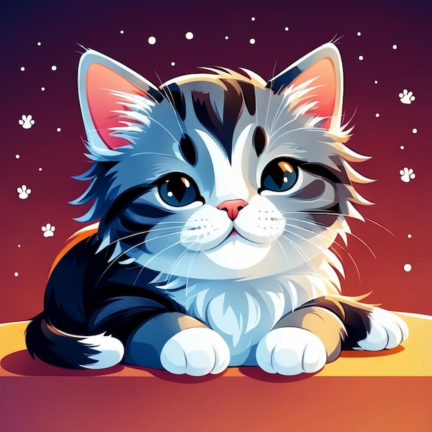 Une illustration vectorielle de dessin animé de chat mignon qui dort