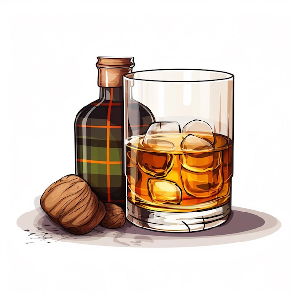 Photo illustration vectorielle de dessin animé écossais en 2d sur fond blanc