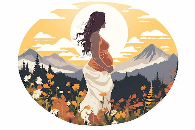 Illustration vectorielle de dessin animé de femme enceinte