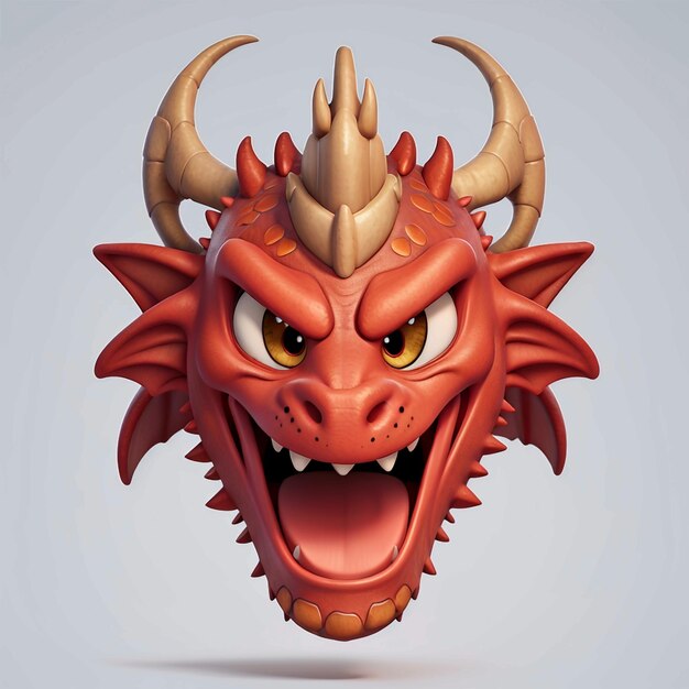 Photo illustration vectorielle de dessin animé de tête de dragon en colère