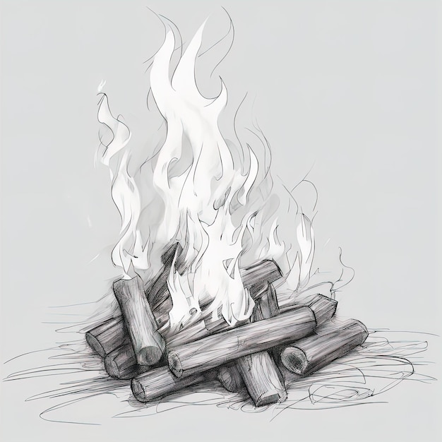 illustration vectorielle dessinée à la main de brûler du bois de chauffageillustration vectorielle de bûches de bois dessinées à la main