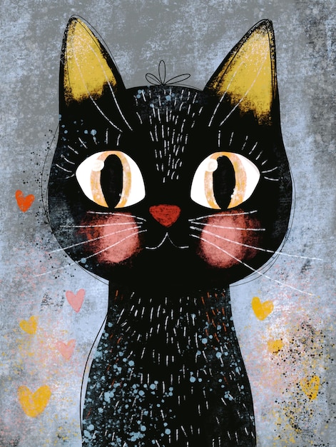 illustration vectorielle dessinée à la main d'un chat drôle