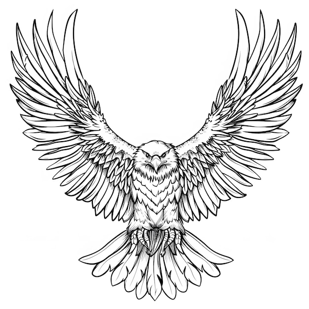 Photo illustration vectorielle dessinée à la main par l'aigle isolée sur fond blanc