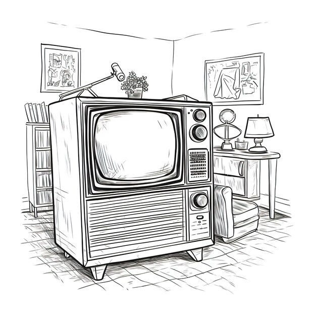 Illustration vectorielle de dessins animés de télévision vintage illustration de la Journée mondiale de la télévision