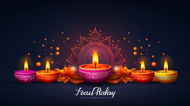 illustration vectorielle de diya brûlant sur fond de joyeuses fêtes de diwali