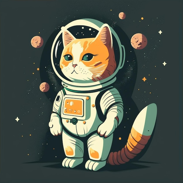 Illustration vectorielle du chat spatial