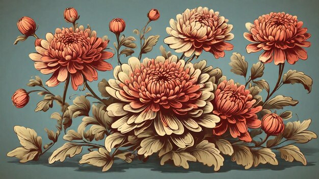 Illustration vectorielle du chrysanthème vintage