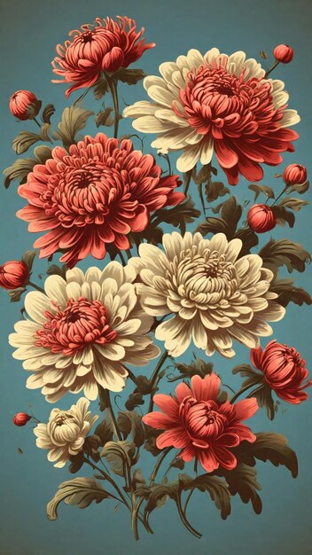 Illustration vectorielle du chrysanthème vintage