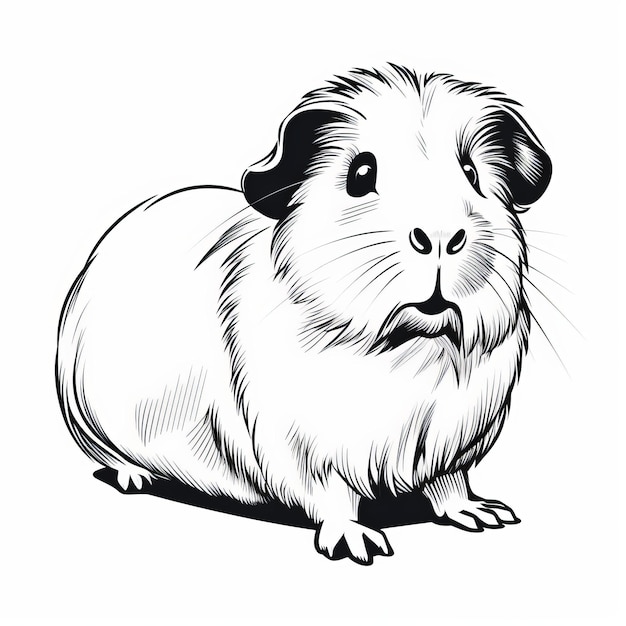 Photo illustration vectorielle du cochon d'inde avec un style noir et blanc à fort contraste