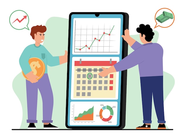 illustration vectorielle du commerce numérique en ligne dans le travail