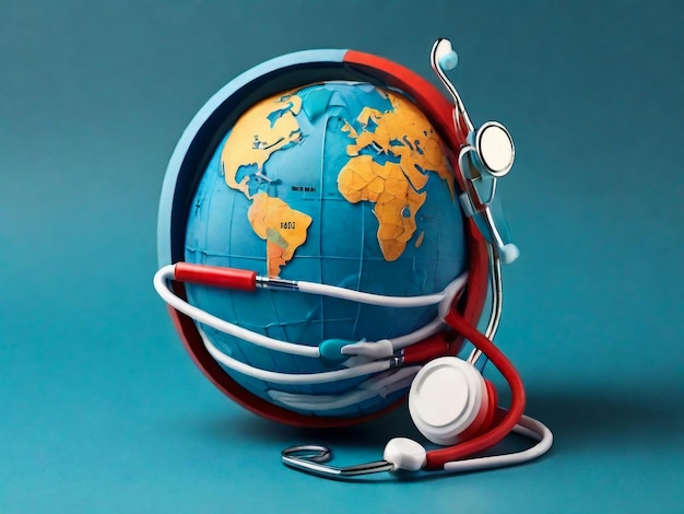 Illustration vectorielle du concept d'un stéthoscope pour les médecins de la santé mondiale