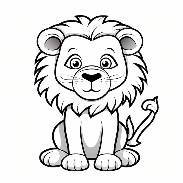 Illustration vectorielle du contour du lion dessinée à la main