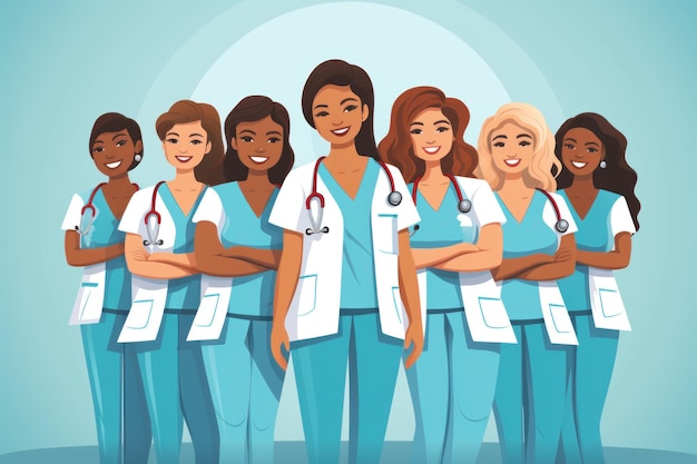 Illustration vectorielle du dessin animé de la Journée nationale des infirmières