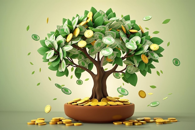 Photo illustration vectorielle du dessin animé money tree