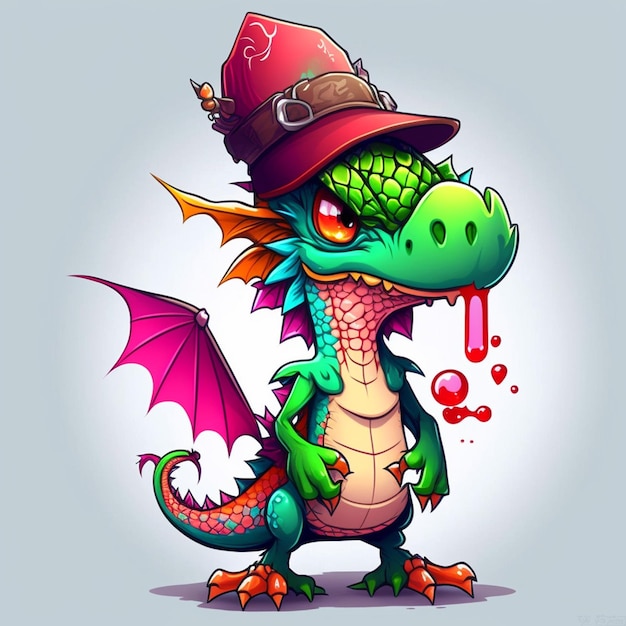 L'illustration vectorielle du dragon portant un chapeau