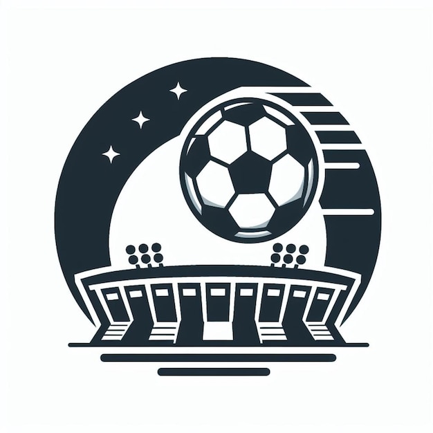 Illustration vectorielle du logo du ballon de football et du stade