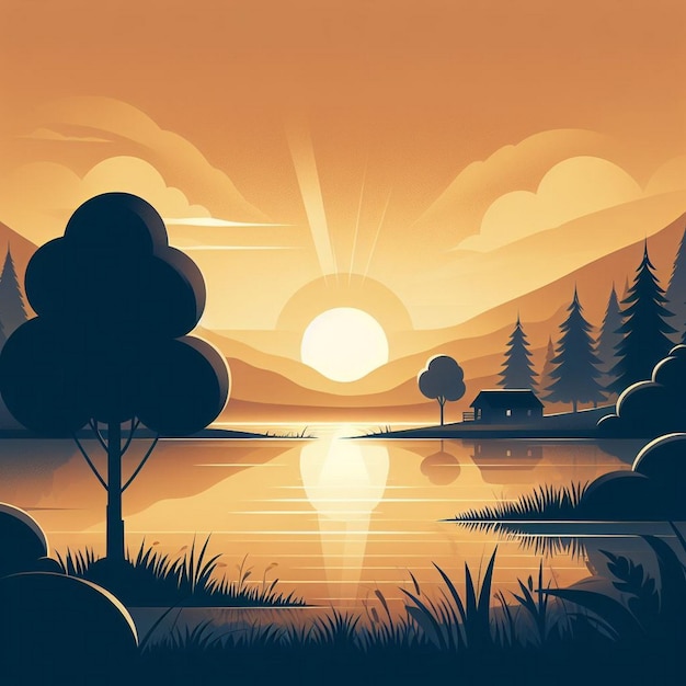 Illustration vectorielle du matin paisible illustration vectière du paysage
