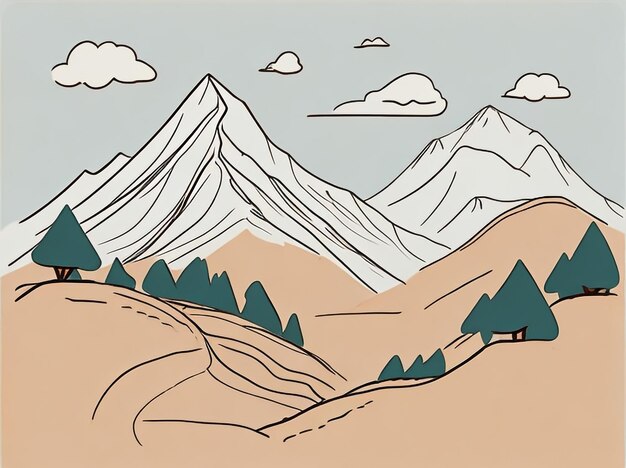 Photo illustration vectorielle du paysage montagneux alpin des sommets majestueux