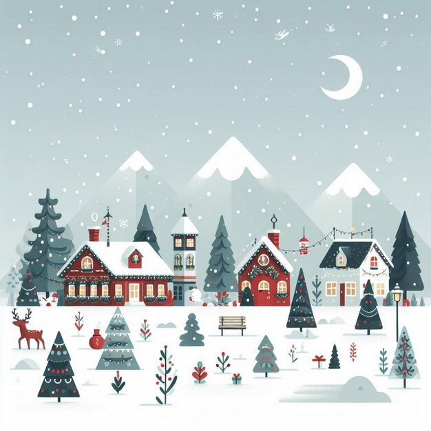 Illustration vectorielle du paysage de Noël