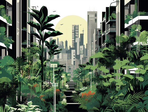 Illustration vectorielle du paysage urbain du centre-ville