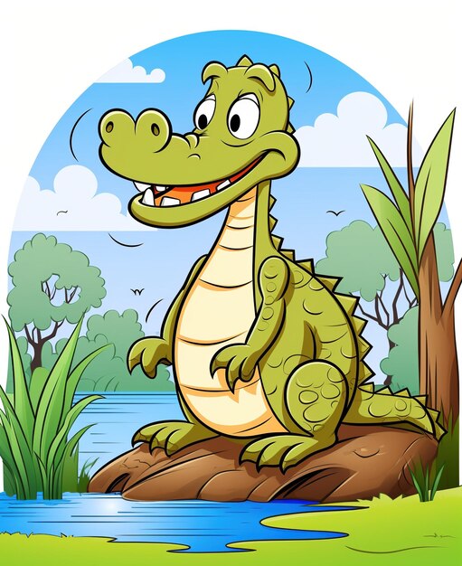 Illustration vectorielle du personnage de crocodile de dessin animé