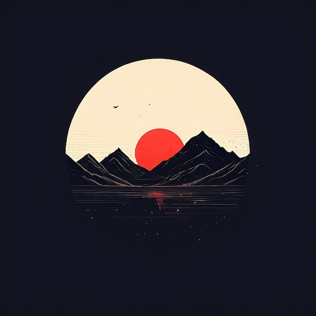 illustration vectorielle du soleil dans les montagnes