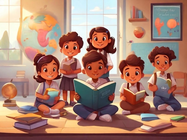 Illustration vectorielle de l'éducation des enfants