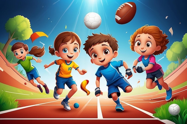 Illustration vectorielle des enfants faisant du sport