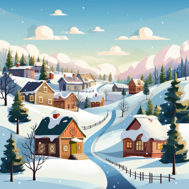 Photo illustration vectorielle d'un environnement hivernal