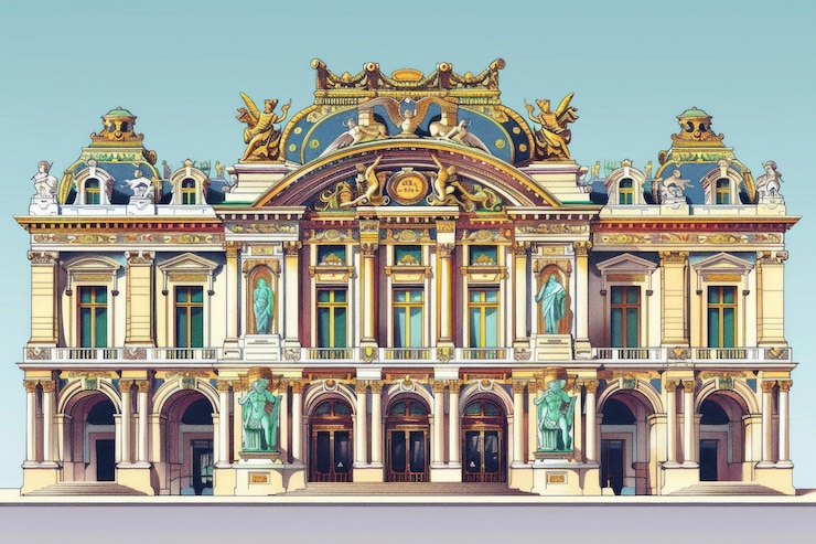 Photo illustration vectorielle de la façade ornée du palais garniers