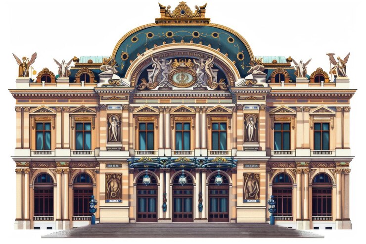 Photo illustration vectorielle de la façade ornée du palais garniers