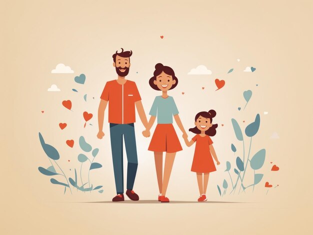 Photo illustration vectorielle d'une famille mignonne ensemble