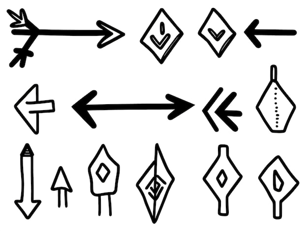 illustration vectorielle de flèches dessinées à la main sur un fond blanc